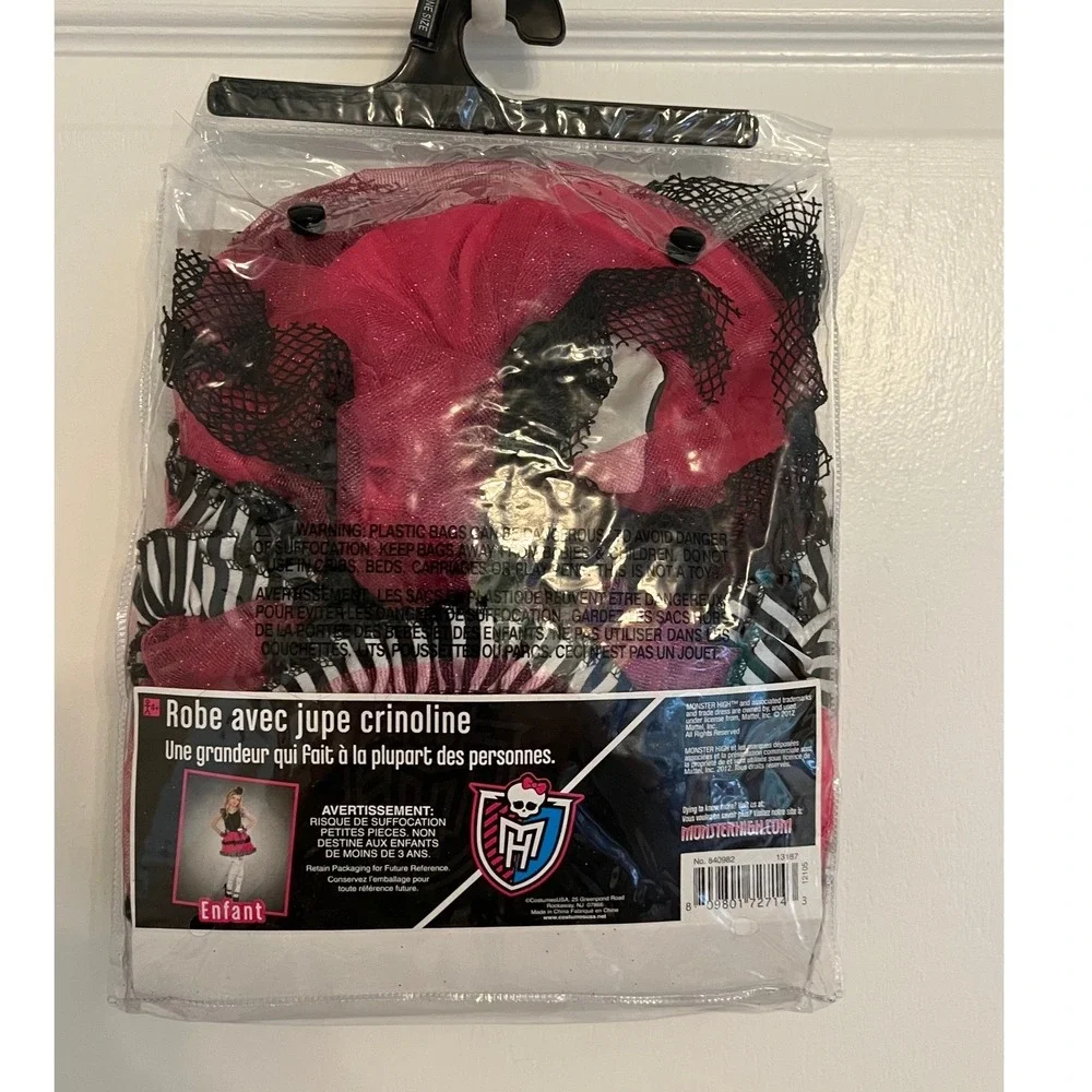 Monster High Halloween Costume Dress Kids Pink Black Skull Tulle Sequin M 8-10
